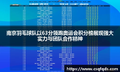 南京羽毛球队以63分领跑奥运会积分榜展现强大实力与团队合作精神